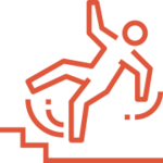 Icon-style image of person falling down stairs